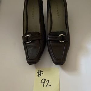 Nine West size 8.5 loafer heel height 3 inches.